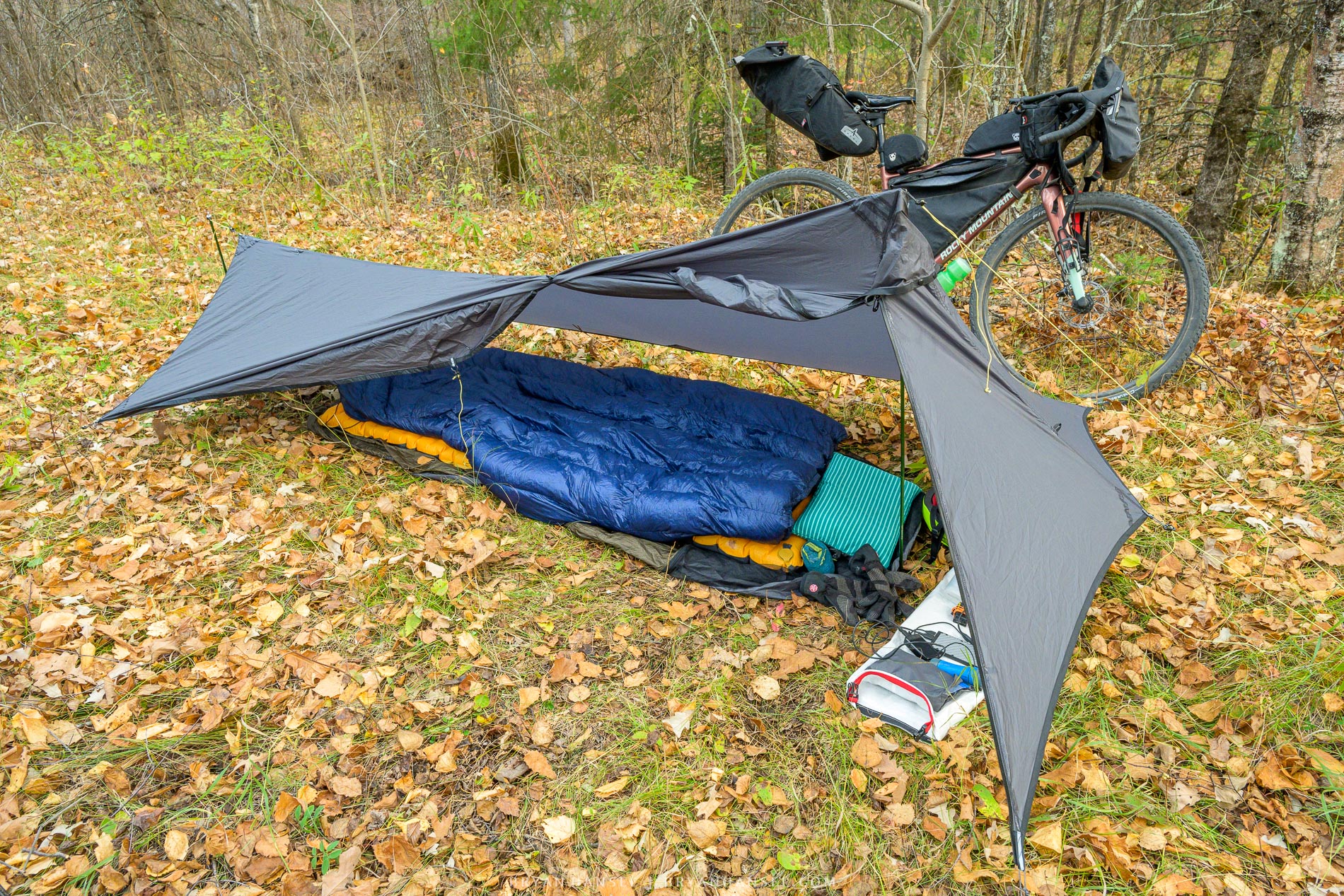 The Borah Gear Ultralight Bivy used as a ground cloth.