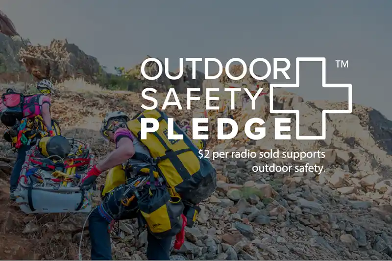 Rocky Talkie Outdoor Safety Pledge image saying $2 per radio sold