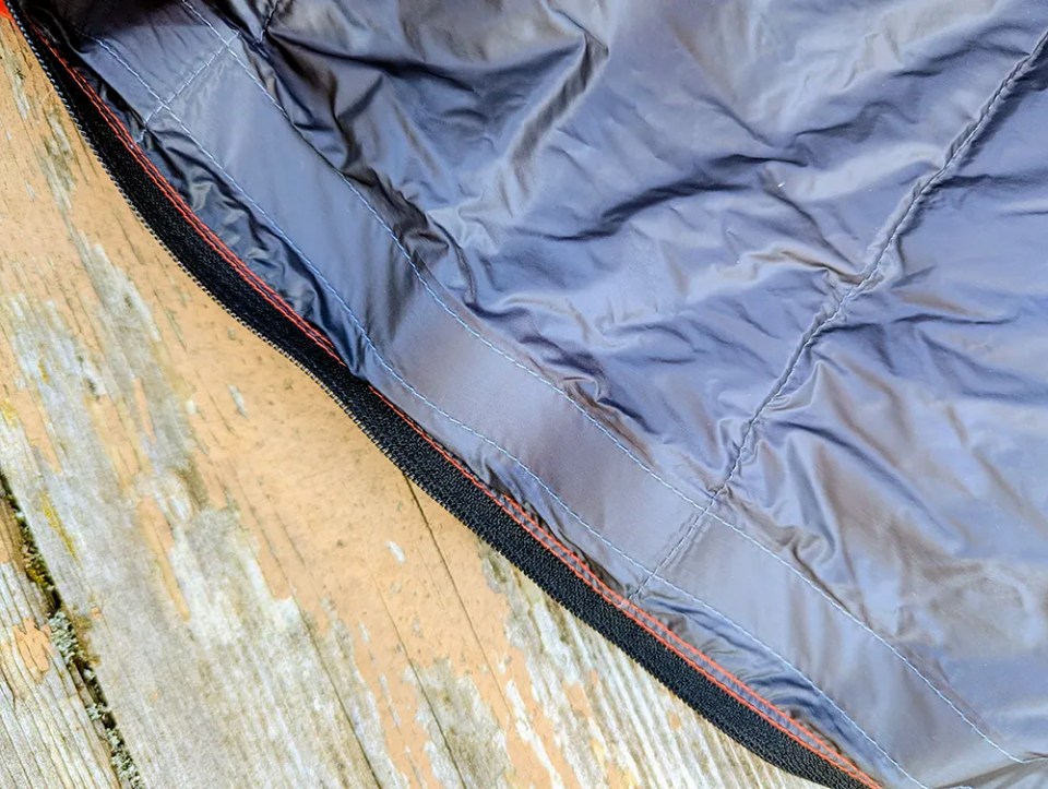 seam tape along the zipper