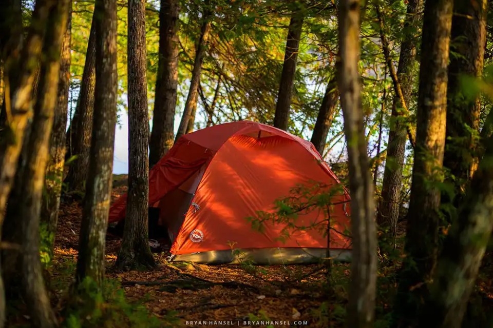 A tent in the woods
